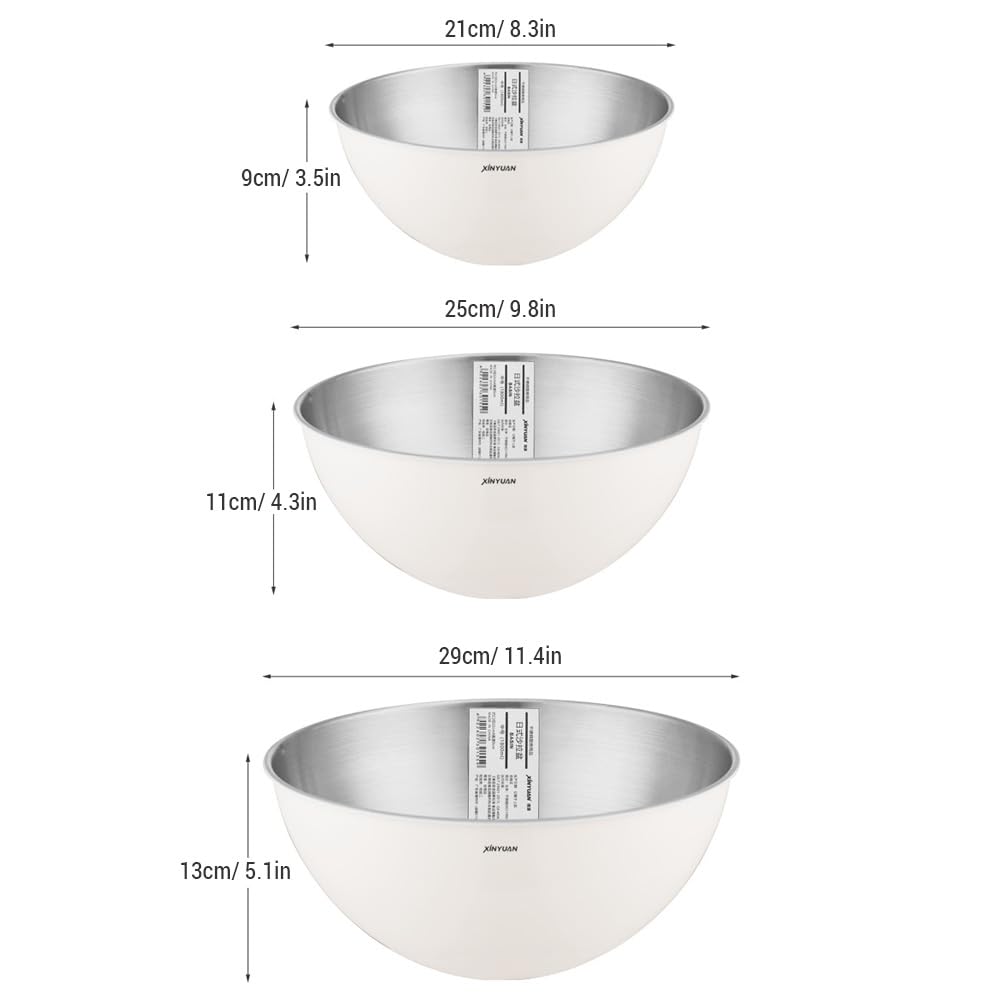 Cuenco de Mezcla de Cocina de 3 uds, Cuenco de Ensalada de Acero Inoxidable, Cuenco para amasar Masa y Huevos para Restaurante en casa