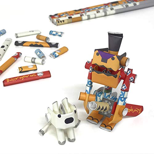 PIPEROID DIY 3D Puzzle Paper Craft Kit Rokusuke & Hachi Samurai & His Dog - Japanese Arts and Craft Kit for Kids and Adults - Birthday Gift and Party Favor for Origami Paper Craft Enthusiasts