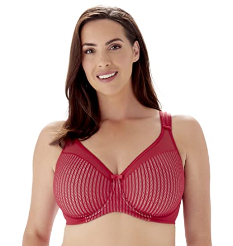 Berlei Women's Beauty Stripe Smoothing Minimizer Bra, Red (Passion Red), 42F #TOP23