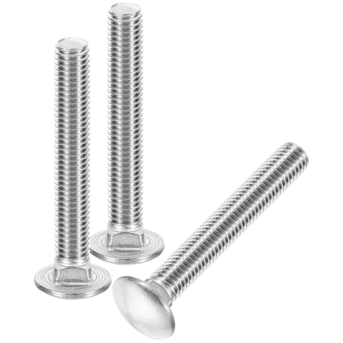Image of uxcell 1 /2-13x3-1 /2 Carriage Bolt, 4pcs Round Head Square Neck Screws, 304 Stainless Steel, Fully Threaded, Silver