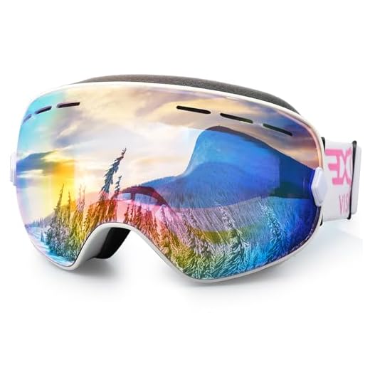 EXP VISION Masque de ski pour homme et femme - Protection 100 % UV400 - Anti-buée sur les lunettes - Lunettes de neige avec écran sphérique amovible (Rose)