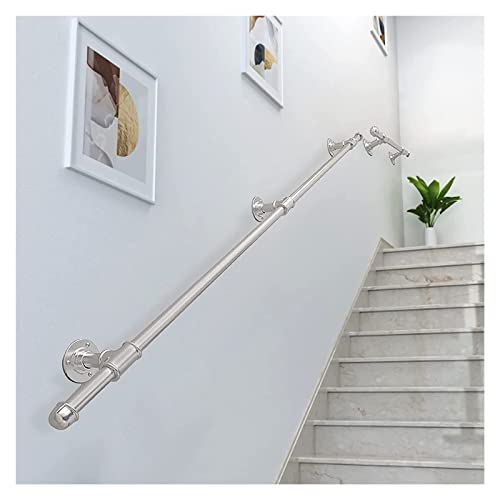 POLDOM Pasamanos de escaleras Modernas - Kit Completo, 1/2/3/4/5 m Pasamanos de Escalera Barandilla de Seguridad de Hierro Forjado de Metal Pasamanos para Interiores y Exteriores para escaleras Cover