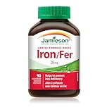 Jamieson Iron 28 mg, with Folic Acid, Vitamin B2, Vitamin B12, and Vitamin C, Helps Prevents Iron Deficiency, Provides Superior Absorption, and Gentle on the Stomach. Non-GMO, Gluten-Free, 90 Vegetarian Capsules