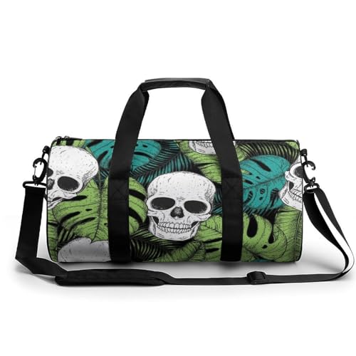 Sac de sport gym et duffel bag de voyage crâne feuille blanche 45cm