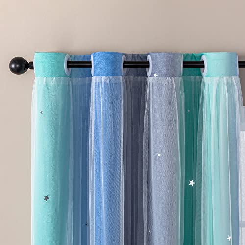Image of XiDi Curtains for Bedroom Decor, Rainbow BluGrenGrey-34-45