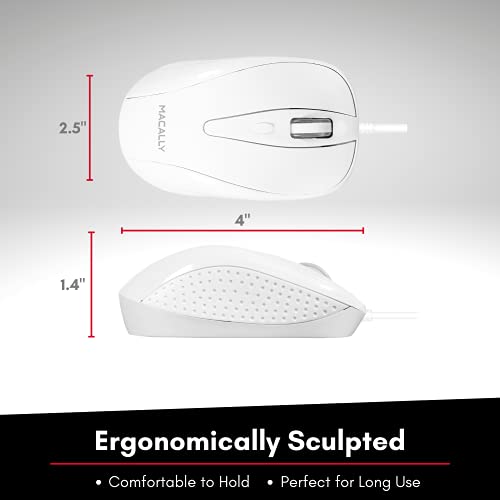 Macally Usb Wired Mouse With 3 Button, Scroll Wheel, & 5 Foot Long Cord, Usb Mouse For Laptop And Desktop, Computer Mouse Wired Compatible With Apple Macbook, Imac, Mac Mini, Windows Pc, & Chromebook #TOP5