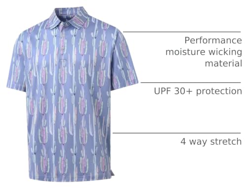 Image of M MAELREG Mens Golf Shirt Short Sleeve Dry Fit Print Moisture Wicking Performance Patterns Collared Polo Shirt