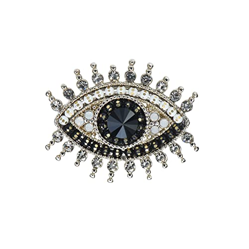 Image of Retro Evil Eye Brooch Fashion Unique Crystal Pearl Abstract Eyes Brooches Pin Badge for Women Bridal Jewelry Gift