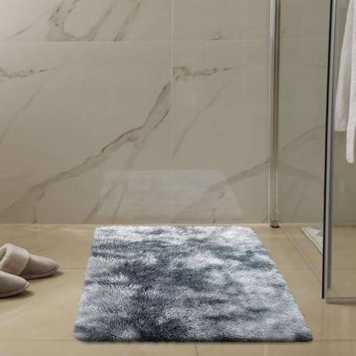 2x3 Fluffy Area Rugs for Bedroom Living Room,Small Soft Shag Fuzzy Rug Non-Shedding Indoor Plush Carpet for Kids Bedroom Nursery Dorm Home Decor,Tie-Dyed Black