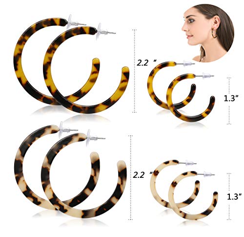 LOYALLOOK 4-8Pairs Acrylic Earrings Resin Geometric Hoop Fashion Earrings C Shaped Earrings Resin Earrings For Women Boho Earrings Statement Drop Dangle Earrings2