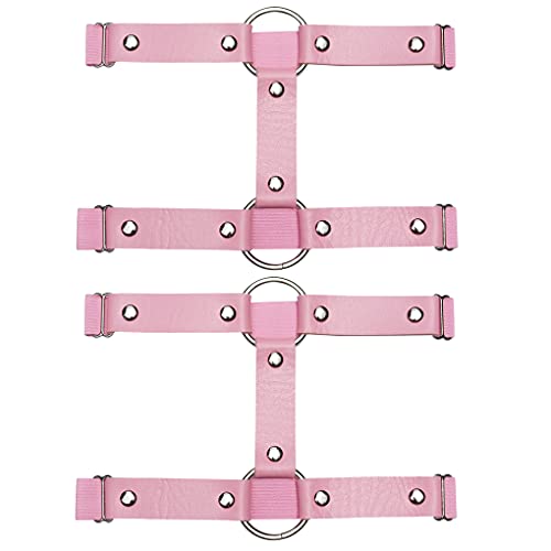 YunPeng Women Harness Belt Adjustable Elastic Leather Leg Belt Leg Ring Body 2 Rows Punk Thigh Garter Belt
