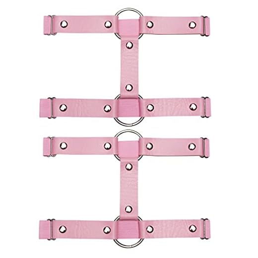 YunPeng Arnês feminino ajustável de couro elástico cinto de perna anel de perna arnês corporal 2 fileiras punk coxa cinto liga, rosa, One Size