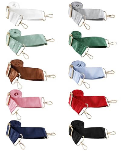 Image of eZAKKA Purse Straps Replacement Crossbody, 1.5 in Wide Purse Strap Crossbody Shoulder Straps Adjustable for Canvas Bag Crossbody Handbag, 10Pcs, Multi-Color