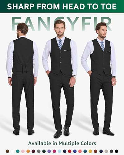 Men's 2-Piece Suit, Vest Pants Set for Men, Casual Waistcoat Trouser with Tie for Prom Wedding Homecoming2