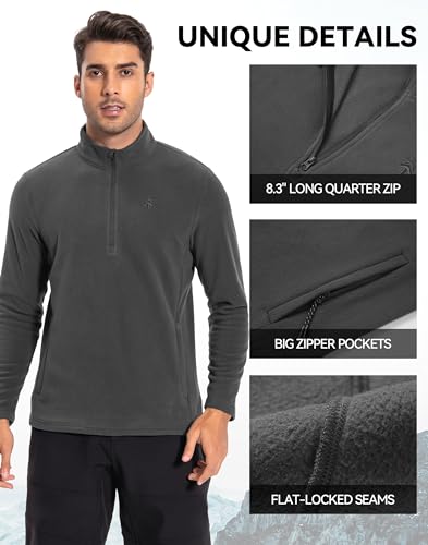 Image of Pioneer Camp Quarter Zip Pullover Men Fleece Pullover Men with Zipper Pocket Long Sleeve Sweatshirt Lightweight Jacket Sweater