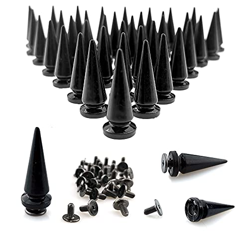 Fazhbary FSY073 40 Pairs Black Cone Spikes Punk Rivets And Screwback Studs Metal Bullet Spikes Studs For Clothing Diy Leather Craft cover