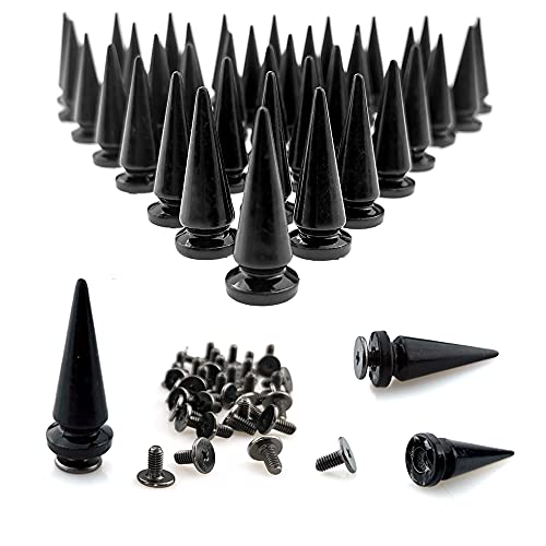 black bullet tokohana - FAZHBARY 40 Pairs Black Cone Spikes Punk Rivets and Screwback Studs Metal Bullet Spikes Studs for Clothing DIY Leather Craft