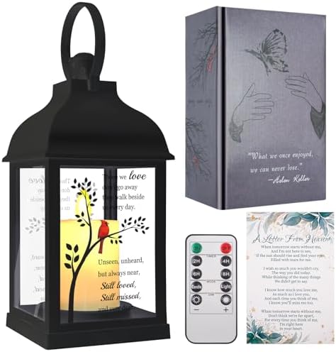 Memorial Lantern with Card - Sympathy Gift for Loss of Mom/Dad/Lo...