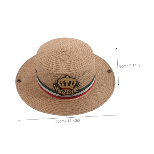 BESTYASH Beach Hat Breathable Straw Sun Protection Wide Brim Cap for Boys for Spring Summer Autumn Outdoor Activities Khaki2