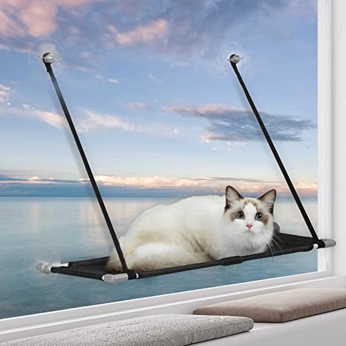 WHICH DOG Cat Window Perch,Cat Window Hammock Seat Extra Large Screw Suction Cups Cat Beds for Indoor Cats,High Weight Capacity 360° Sunny Seat