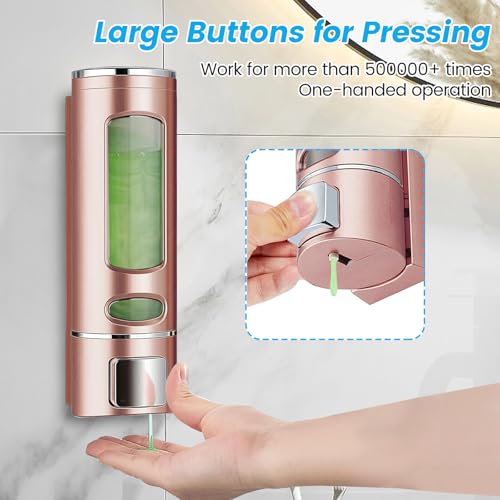 Image of Single Wall Mounted Hand Soap Dispenser, 13.5oz /400ml Pink Bathroom Shower Dispenser Refillable Liquid Lotion Soap Dispenser for Bathroom Kitchen Hotel (Pink)