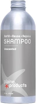 Plaine Products Eco Friendly Shampoo - Unscented - Sulfate/Paraben/Phthalate Free, 16 oz Refill Bottle - No Pump