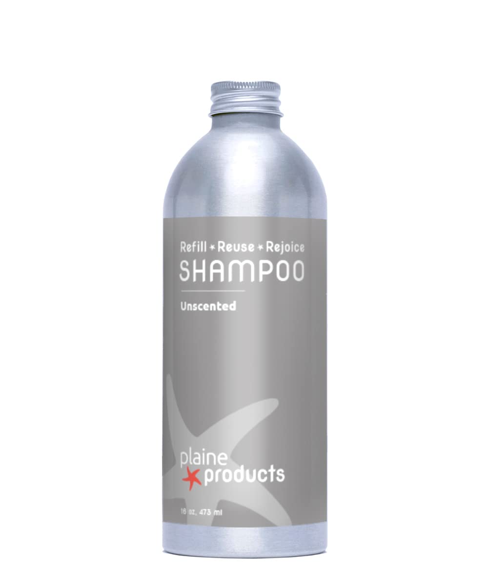 Plaine Products Eco-Friendly Shampoo - Unscented - Sulfate/Paraben/Phthalate Free, 16oz (Refill Bottle - No Pump)