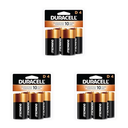 Image of DURACELL Coppertop D Batteries, 4 Count (3 Pack), D Battery with Long-Lasting Power, All-Purpose Alkaline Battery for Household and Office Devices