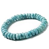Bracelet Larimar Naturel Bracelet en perles de boulier en cristal de Larimar bleu naturel, 8mm, extensible, pour femmes et hommes