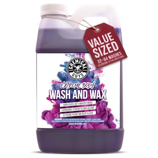 Chemical Guys CWS20764 Extreme Bodywash & Wax Foaming Car Wash Soap (For Foam Cannons, Foam Guns or Bucket Washes) For Cars, Trucks, Motorcycles, RVs & More, 64 fl oz (Half Gallon) Grape Scent