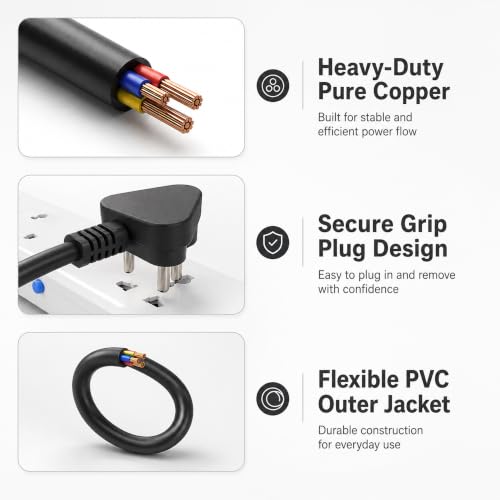 Image of Lapcare Universal Laptop Power Cable 3 Pin AC Power Cord for Laptop Chargers & Adapters, Heavy Duty Copper Wire, Compatible with HP Dell Lenovo Acer ASUS Samsung LG Sony Toshiba, 1.2M