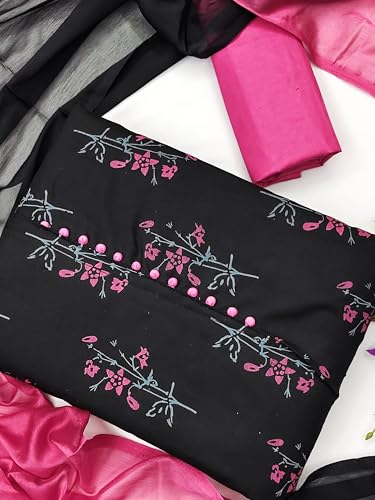 EthnicJunction Women's Cotton Slub Printed Unstitched Salwar Suit Dress Material with Dupatta