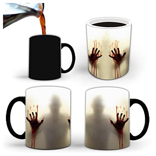 Aigori Halloween Coffee Mug (11 oz), Heat Sensitive Color Changing Zombie Ceramic Horror Mug, Gift for Men Women Halloween Christmas Birthday Mother Father Friends（1PC）