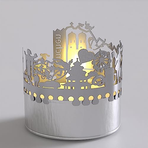 München Skyline Schattenspiel - Faszinierendes Kerzenlicht mit Silhouettenprojektion - Perfektes Souvenir & Geschenk für München-Fans