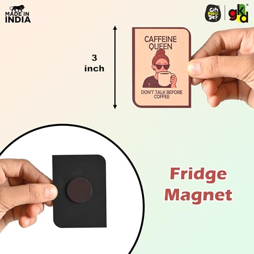 Image of GKD Wooden Fridge Magnet Set - Pack of 6 | Quirky Wooden Fridge Magnets - Fun Motivational Quotes for Home, Office, Work Desk, Students & Gifting | Funky & Aesthetic Decor (Quirky Fun)