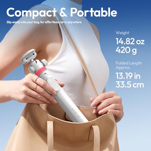 Image of ULANZI MT44M Auto Open Magnetic Phone Tripod, 59 inch Selfie Stick with Remote | Tripod Stand 2-in-1 Dual Mount&1 /4 inch Screw for Phone&Camera, 360Ball Head for iPhone Android, Vlogging, Live Streaming(White)