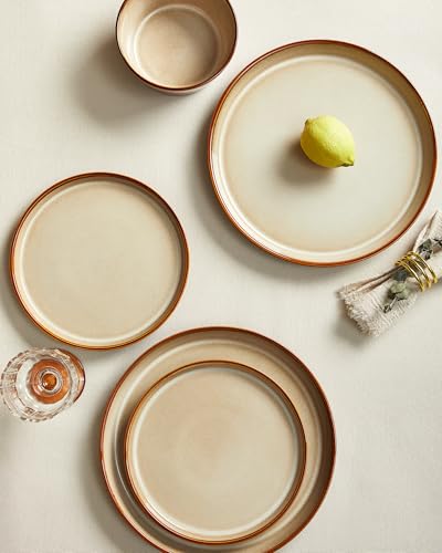 Image of Pokini Ceramic Plates and Bowls Sets for 6, 18pcs Dinnerware Sets, Dish Set