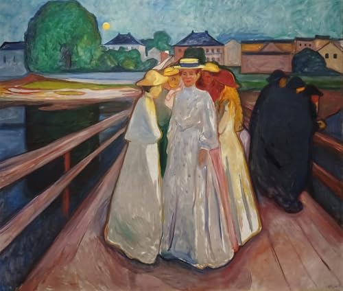 FIKAGXQGT Vintage Lienzo Pintura Decorativo Cuadro Pinturas Famosas En el puente de Edvard Munch para la Decoración del Hogar del Dormitorio 60x90cm