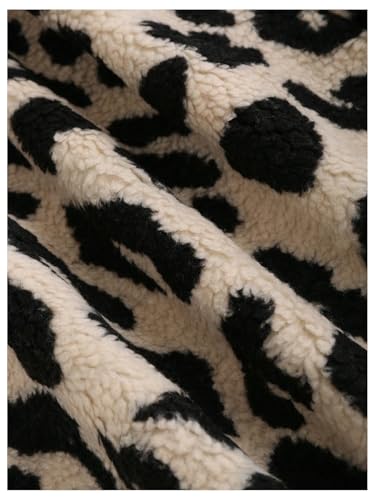 MakeMeChic Women's Leopard Print Fleece Sweater Vest Button Down Vests Sleeveless Warm Sherpa Jacket4