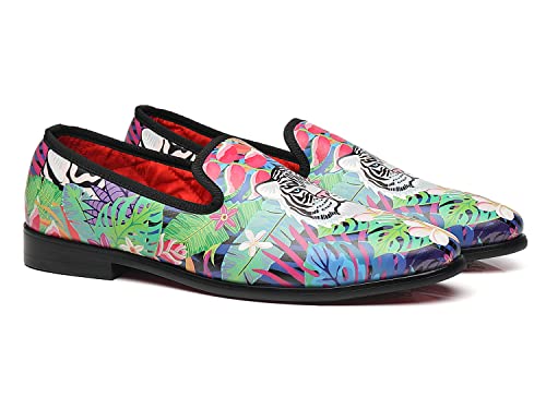 Men Loafers Smoking Colorful Tiger Head Prom Homecoming Wedding Party Shoes