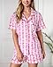 Pajamas for Womens Set Summer 2 Pece Pjs Matching Shorts Set Loungewear Palm Sleepwear for Beach Vacation, Holiday Pink
