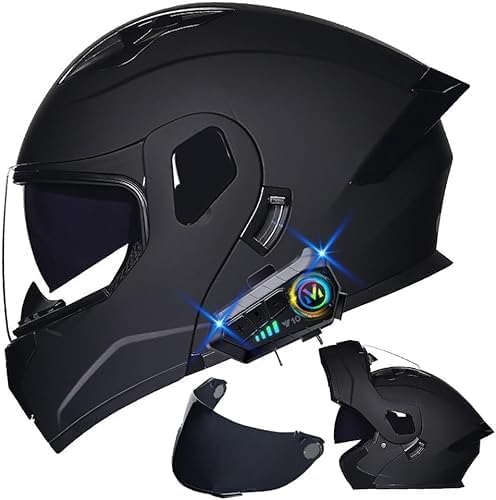 Miniatura 1 de Casco Modular Bluetooth para Motocicleta con Cola DOTECE Aprobado Cascos Frontales Abatibles Visores Duales Anti-Empañamiento Casco de Cara Completa