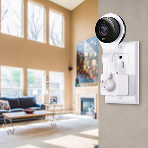 Nest Cam AC Outlet Mount, Aotnex 360 Degree Swivel Wall Mount Bracket for Nest Cam Indoor and Drop Cam Pro, No More Messy Wires and Drilling (2 Pack, White)
