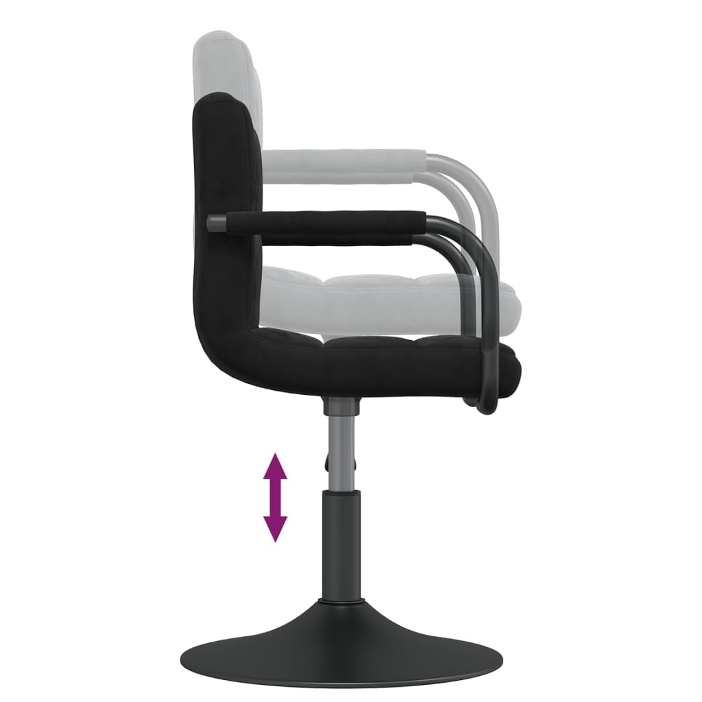 Taburete de bar de terciopelo negro giratorio con resorte de gas, altura regulable para cocina y comedor, silla de bar acolchada con reposapiés y reposabrazos, 360 grados