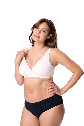Image of Motherhood Maternity Women's Soft Cotton Spandex Wrap Front Maternity & Nursing Sleep Bralette Bra S-3x