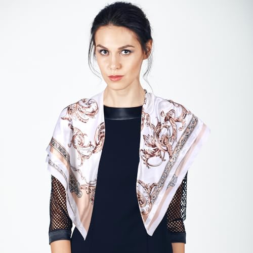 Satin Square Head Scarves Head Scarf for Women 35" Large Silk Neck Scarf Printed Bandana for Hair Stylish Boho Headwear Hair Sleeping Wraps Accessory at Night for Women Girls3