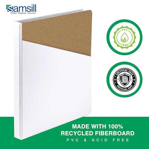 Image of Samsill Durable 0.5 Inch Binder, D Ring Binder, Customizable Clear View Cover, Pearl White, Holds 125 Pages