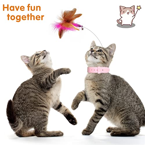 Otunrues Cat Feather Collar Toys, Interactive Cat Toys For Indoor Cats Teasing Wand Feather Collar Funny Cat Toy With Bell And Replaceable 3 Refills Multiple Ways For Cats To Play(Pink) #TOP5