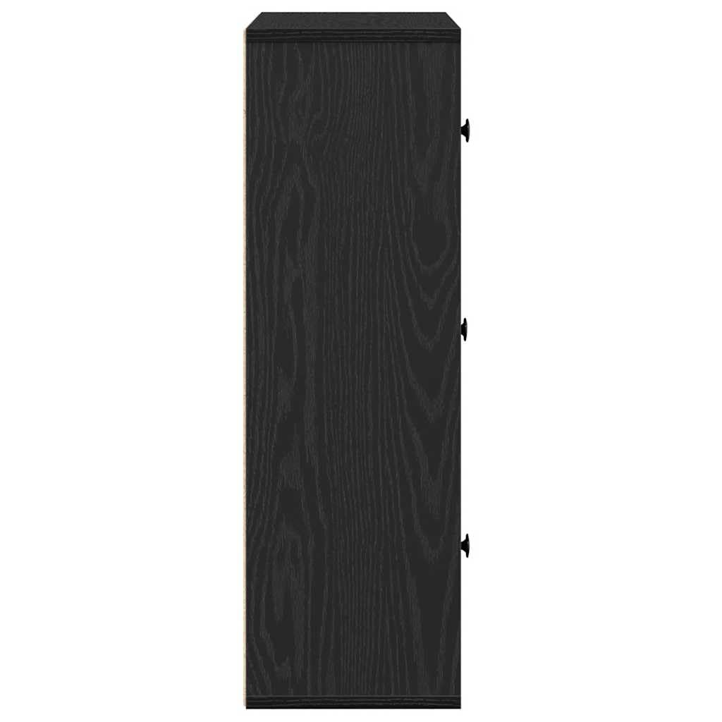 Bücherregal Schwarz Eichen-Optik Holzwerkstoff 60x24x76,5 cm Wandregal mit Flexibler Tür, Stauraum für Bücher, Büro und Sammlungen