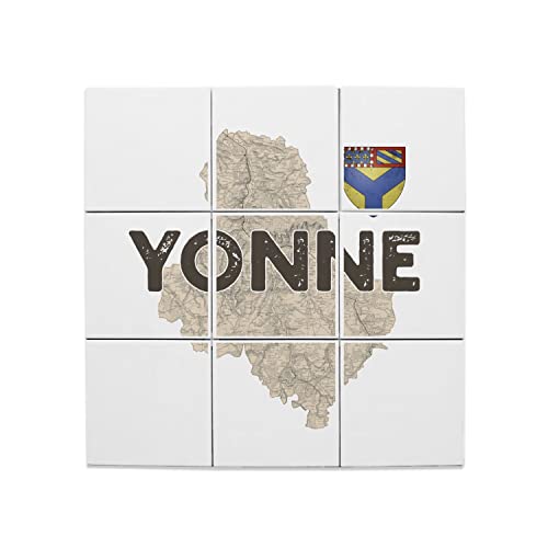 Carreaux céramique Yonne 89 carte ancienne Bourgogne Auxerre 15cm